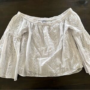 Express White Eyelet Strapless Blouse